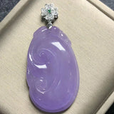 Hand-carved Jadeite Violet Jade Ruyi Necklace Pendant