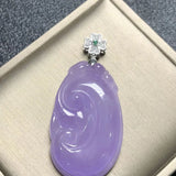 Hand-carved Jadeite Violet Jade Ruyi Necklace Pendant