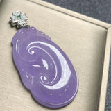 Hand-carved Jadeite Violet Jade Ruyi Necklace Pendant
