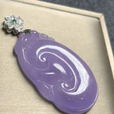 Hand-carved Jadeite Violet Jade Ruyi Necklace Pendant
