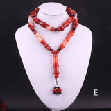 Hand-carved Tibetan Dzi Bead Sweater Chain Necklace Pendant