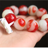 Xinjiang Hotan Chicken Blood Jade Bead Bracelet 18mm
