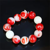 Xinjiang Hotan Chicken Blood Jade Bead Bracelet 18mm