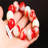 Xinjiang Hotan Chicken Blood Jade Bead Bracelet 18mm