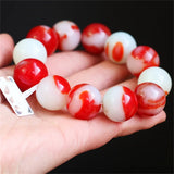 Xinjiang Hotan Chicken Blood Jade Bead Bracelet 18mm