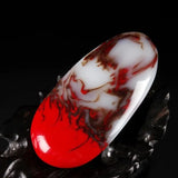 Natural Chicken Blood Jade Stone Pendant Necklace Men Women Luck Amulet
