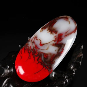 Natural Chicken Blood Jade Stone Pendant Necklace Men Women Luck Amulet
