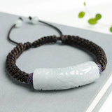 Hand-Carved Curved Strip Blessing Braided Rope Bracelet
