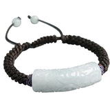 Hand-Carved Curved Strip Blessing Braided Rope Bracelet