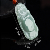 Natural Hand-Carved Jade Laughing Buddha Necklace Pendant