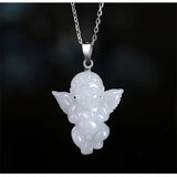 Hand-carved Jade Angel Baby Necklace Pendant Men Women Luck Amulet