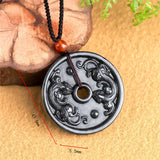 Hand-Carved Jade Emerald Antique Round Buckle Necklace Pendant Jewelry