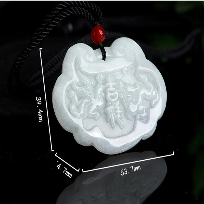 Hand-carved Jade Dragon & Phoenix Ruyi Necklace Pendant