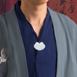 Hand-carved Jade Dragon & Phoenix Ruyi Necklace Pendant