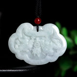 Hand-carved Jade Dragon & Phoenix Ruyi Necklace Pendant