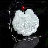 Hand-carved Jade Dragon & Phoenix Ruyi Necklace Pendant