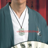 Hand-Carved Jade Fortune Qilin Necklace Pendant Men Women