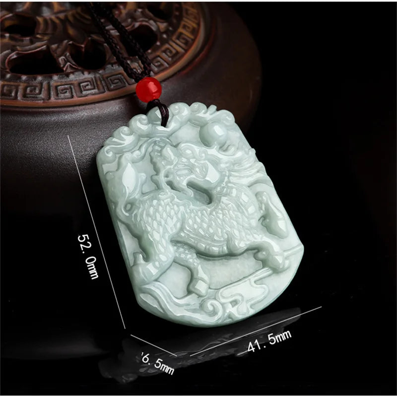 Hand-Carved Jade Fortune Qilin Necklace Pendant Men Women