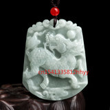 Hand-Carved Jade Fortune Qilin Necklace Pendant Men Women