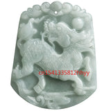 Hand-Carved Jade Fortune Qilin Necklace Pendant Men Women