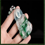 Hand-carved Light Green Jade Guanyin Buddha Necklace Pendant