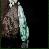 Hand-carved Light Green Jade Guanyin Buddha Necklace Pendant