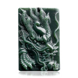 Hetian Cyan Jade Chinese Zodiac Dragon Necklace Pendant Men Women Luck