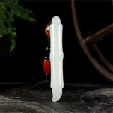 Hand-carved Jade Wenchang Brush Necklace Pendant for Luck