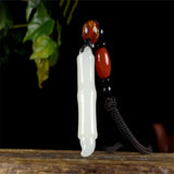 Hand-carved Jade Wenchang Brush Necklace Pendant for Luck