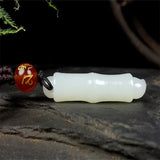 Hand-carved Jade Wenchang Brush Necklace Pendant for Luck
