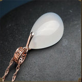 Hand-carved Chalcedony Water Drop Necklace Pendant
