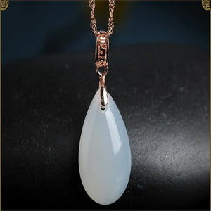 Hand-carved Chalcedony Water Drop Necklace Pendant