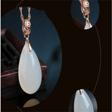 Hand-carved Chalcedony Water Drop Necklace Pendant