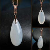 Hand-carved Chalcedony Water Drop Necklace Pendant