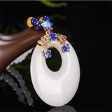 Hand-Carved Jade Princess Buckle Necklace Pendant