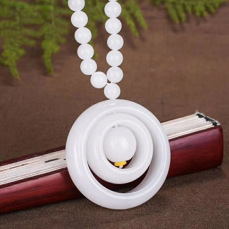 Hand-Carved Jade Mother-Child Necklace Pendant Accessory