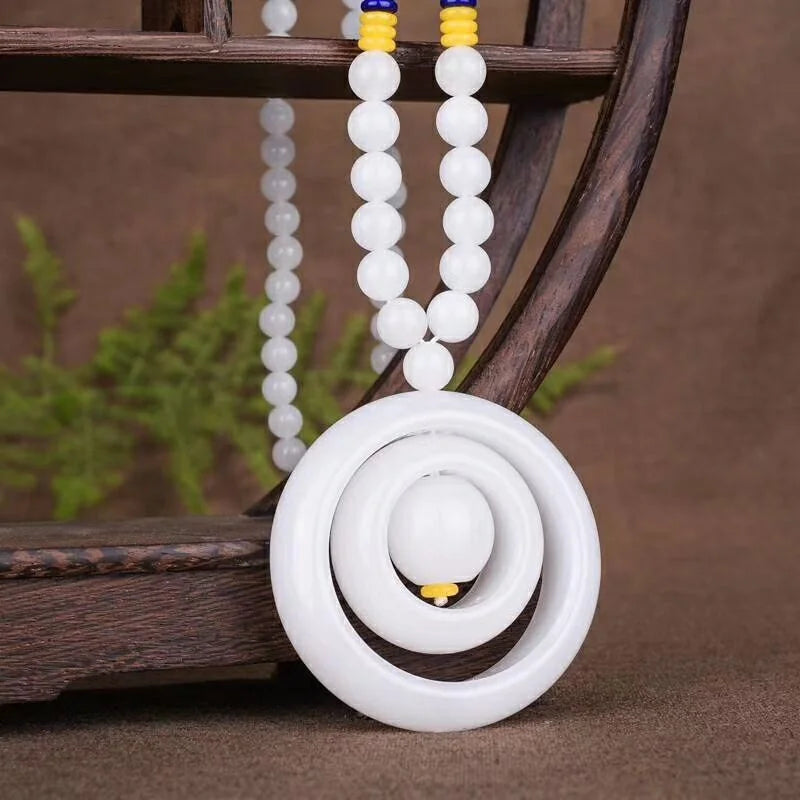 Hand-Carved Jade Mother-Child Necklace Pendant Accessory
