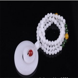 Natural Jade Mother and Child Button Sweater Chain Necklace Pendant