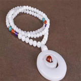Natural Jade Mother and Child Button Sweater Chain Necklace Pendant