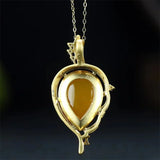 Hand-Carved Chalcedony Yellow Radish Necklace Pendant