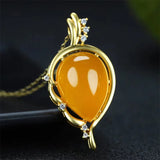 Hand-Carved Chalcedony Yellow Radish Necklace Pendant