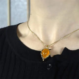 Hand-Carved Chalcedony Yellow Radish Necklace Pendant