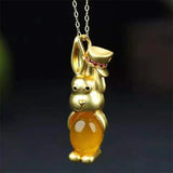 24k Copper Plated Zodiac Rabbit Necklace Pendant