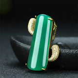 Hand-Carved Jade Green Cactus Necklace Pendant - Luck Gift