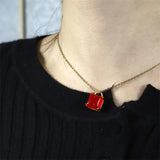 Hand-carved Jade Red Chalcedony Lock Necklace Pendant Men Women LuckGifts