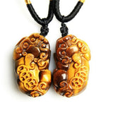 Hand-Carved Jade Money Pixiu Necklace Pendant for Luck Amulet
