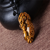 Hand-Carved Jade Money Pixiu Necklace Pendant for Luck Amulet