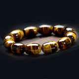 Tiger Eye Stone Bracelet Jewelry Men Women Barrel Bead