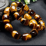 Tiger Eye Stone Bracelet Jewelry Men Women Barrel Bead