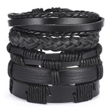 Retro Men's 5-Piece Cross Owl Leather Bracelet Set